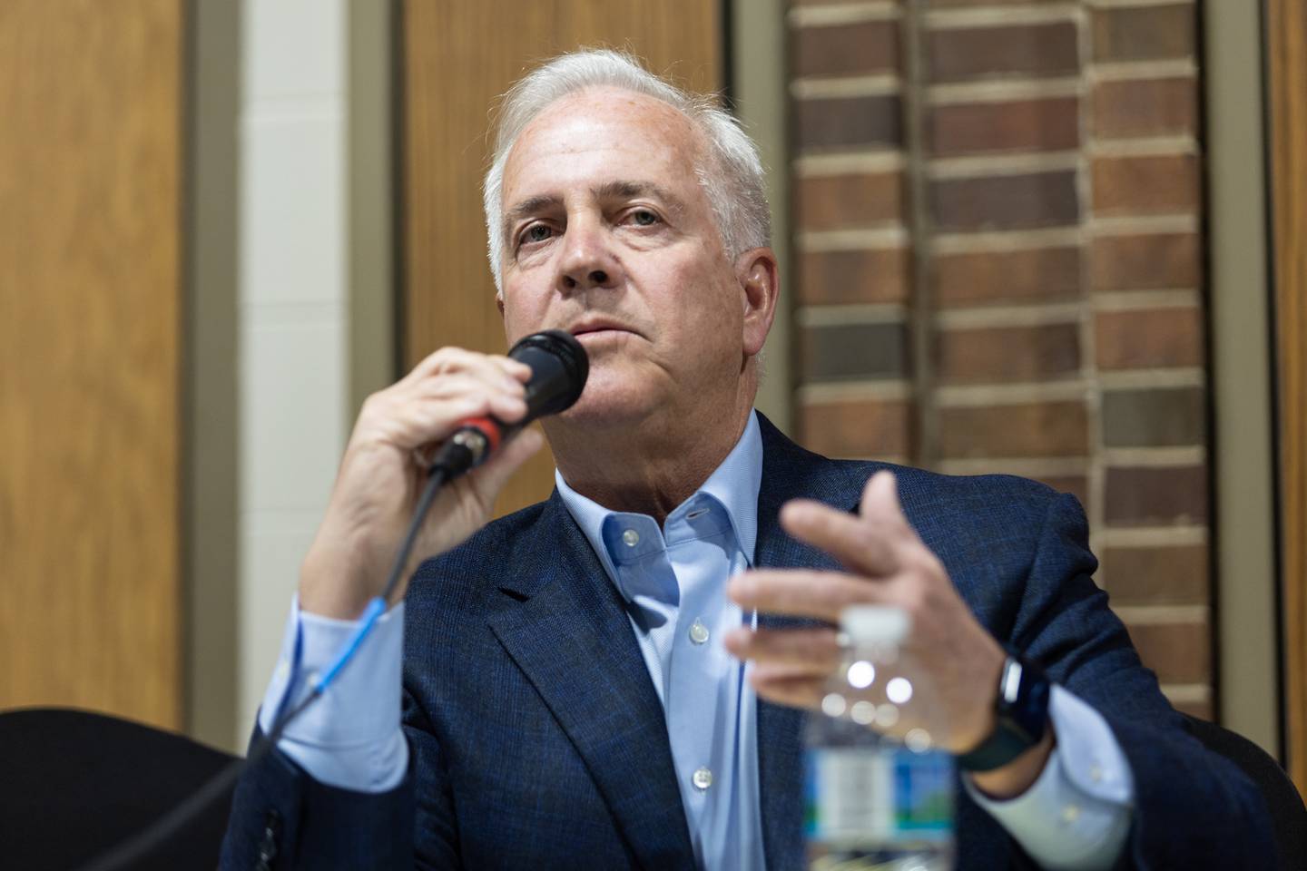 Mayoral candidate Terry D'Arcy speaks at a Joliet Mayoral Forum hosted by the the National Hook-up of Black Women, in Joliet on Saturday, Feb. 18, 2023.