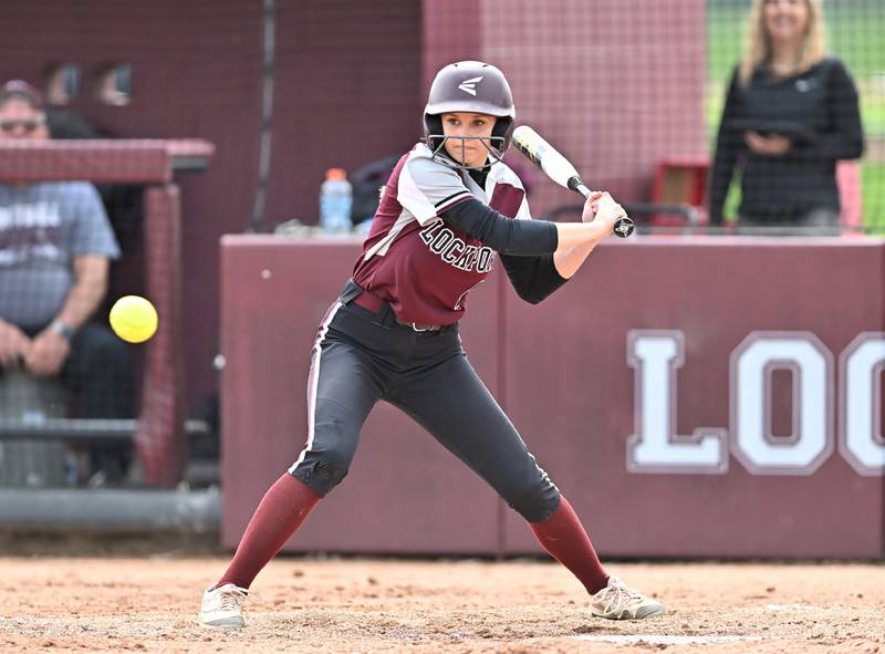 Lockport's Rheanna Slavicek at bat during the non-conference game against Marengo on Saturday, April. 27, 2024, at Lockport.