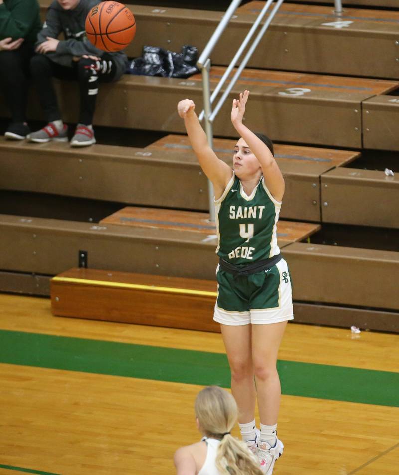 St. Bede's Jenna Ladzinski shoots a wide-open shot against Seneca on Monday, Jan. 29, 2024 at Seneca High School.