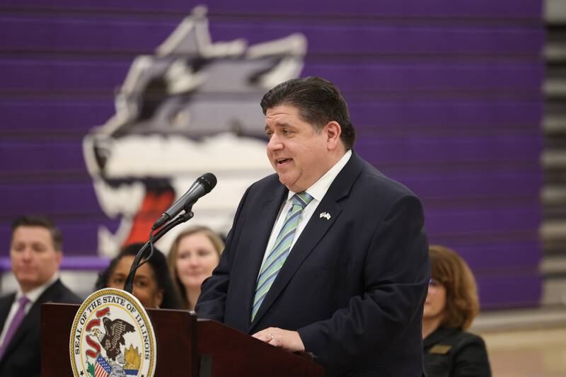 Illinois Governor JB Pritzker speaks at a press conference regarding the state’s proposed investment in higher education at Joliet Junior College on Thursday, March 16th, 2023.