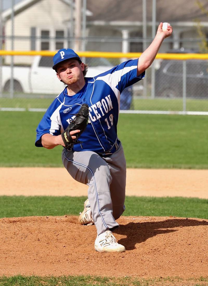 Princeton delivers a pitch against Newman on Tuesday. The Comets won 3-2.