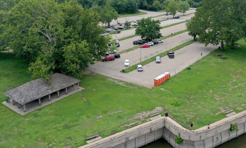 A view of the parking lot and retaining wall on Thursday, July 24, 2025 at Starved Rock State Park.