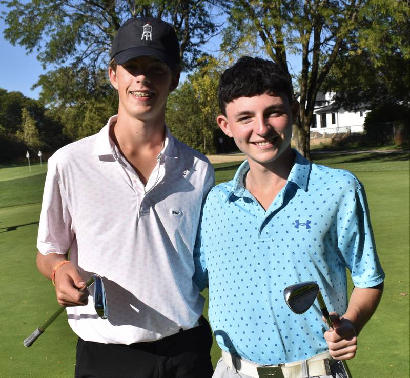 Montini Catholic High School golf teammates Charlie Paciga (left) and Liam O’Dea used wedges to each get a hole-in-one two days apart.