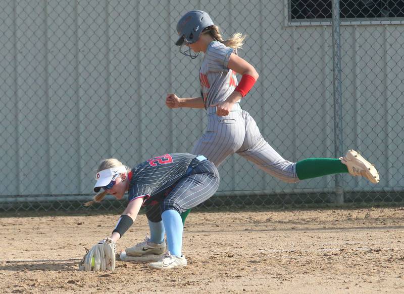 L-P's Karmen Piano makes a diving catch in center field against Ottawa on Tuesday, April 14, 2026 at Ottawa High School.