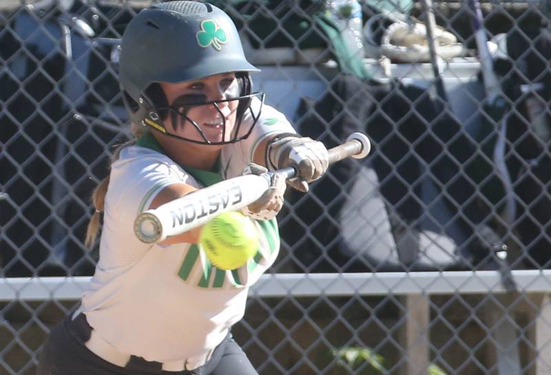 Seneca's Sam Vandevelde lays down a bunt against St. Bede on Tuesday, May 7, 2024 at St. Bede Academy.