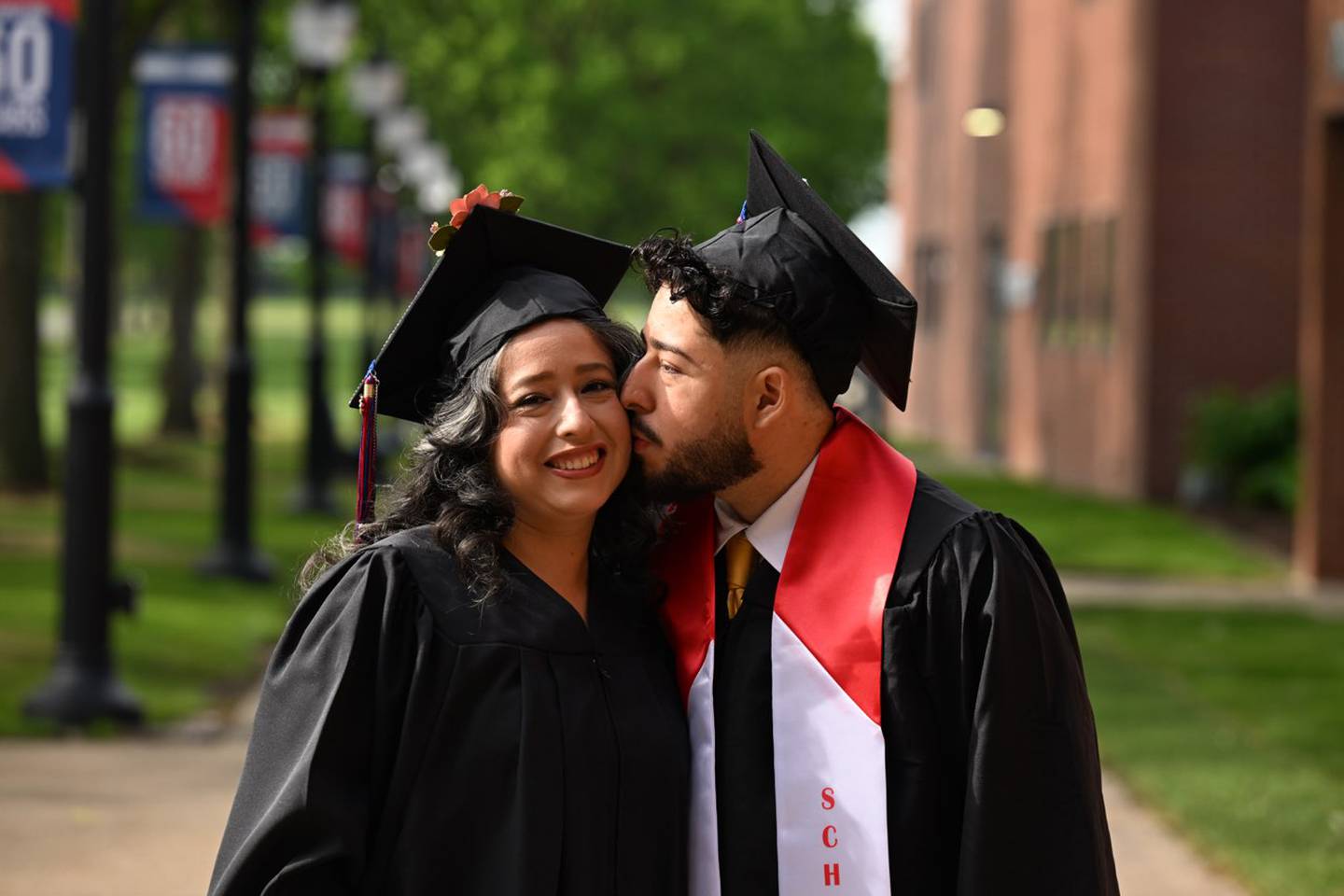 Mireya Leal Resendiz and Ali Salazar, a mother and son, both graduated with their associate's degrees on Saturday, May 16, 2026, from Kankakee Community College.