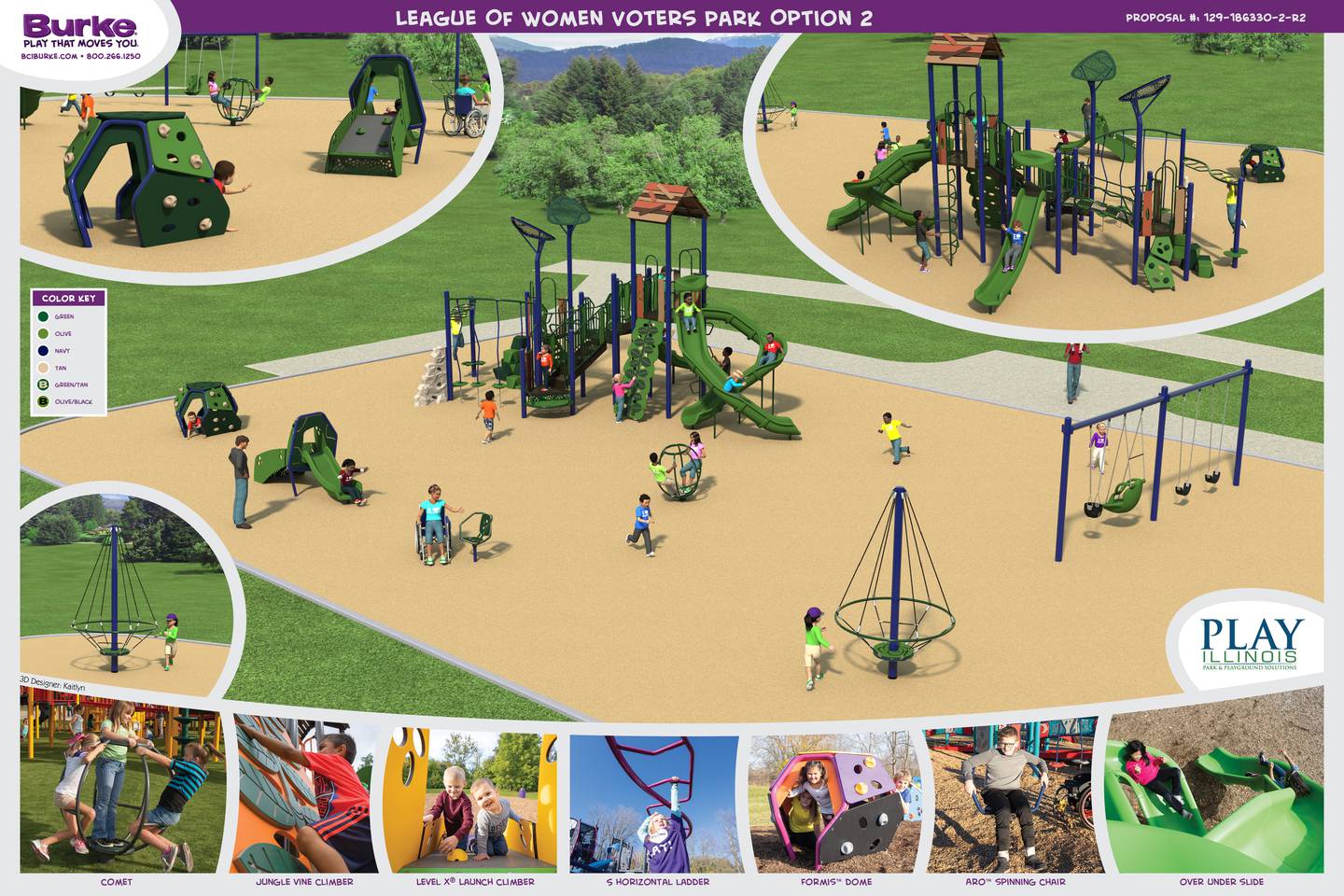 The concept design for renovation plans at League of Women Voters Park, 262 Cotton Ave., DeKalb. The DeKalb Park District announced plans to use $600,000 in state grants to replace the park's playground equipment.