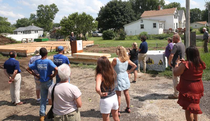 Jon Scholtes, executive director of Habitat for Humanity of La Salle-Bureau-Putnam Counties speaks during a groundbreaking ceremony on Friday, July 11, 2025 in Princeton.