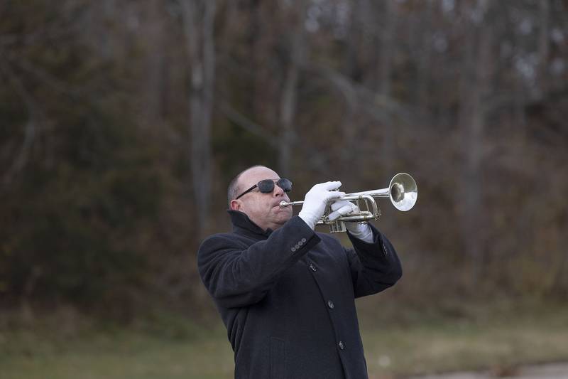 Chris Hammitt plays taps Tuesday, Nov. 11, 2025, during a Veterans Day ceremony in Dixon.