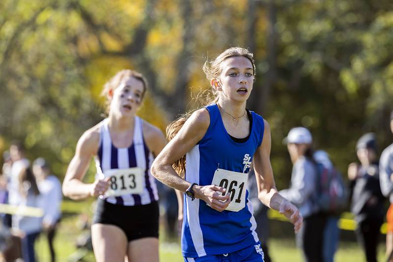 Margaret Andrzejewski of St. Francis takes the win Saturday, Oct. 22, 2022 class 2A cross country regional in Sterling.