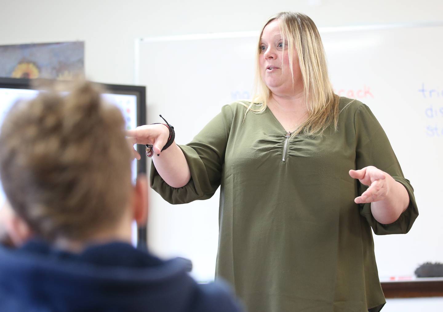 Mrs. Shannon Cook teaches a class on Tuesday, April 11, 2023 at Earlville High School.
