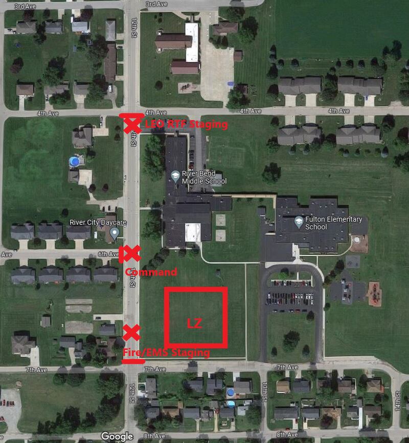 Here is a map of the area to be affected during an emergency drill near Fulton schools on Wednesday, Nov. 15, 2023.