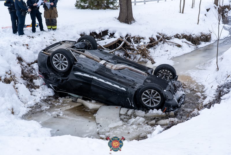 The Pingree Grove and Countryside Fire Protection District and the Kane County Sheriff's Office responded to a roll-over crash into cold water near Elgin in Kane County on Dec. 11, 2025.