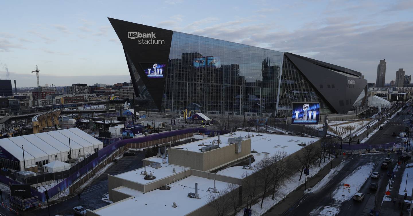 U.S. Bank Stadium in Minneapolis just days before hosting Super Bowl LII in February 2018.