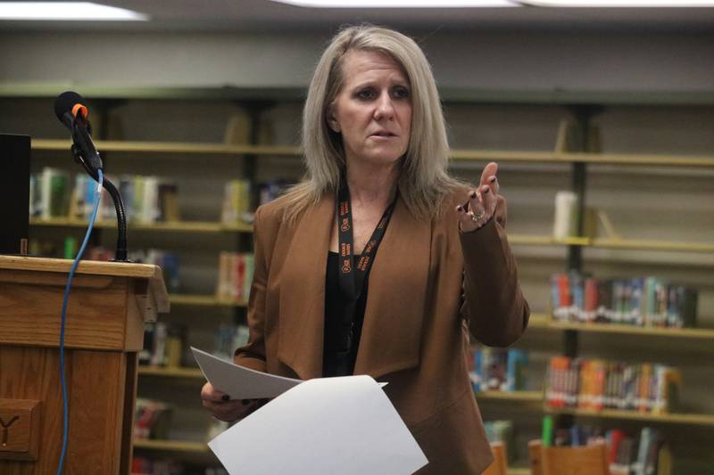 Tammy Carson is seen Tuesday, Jan. 17, 2023 at the DeKalb District 428 school board meeting.