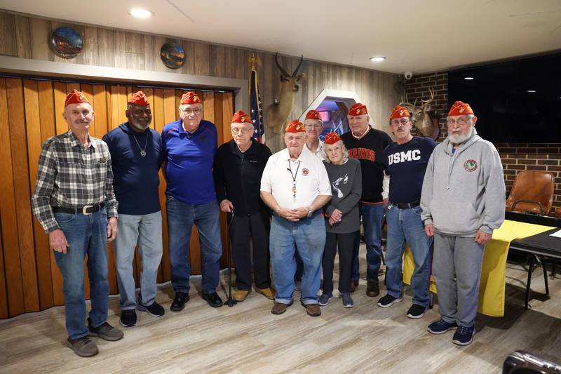 Members of the Kankakee County Marine Corps League gather during their monthly meeting on April 7, 2026.