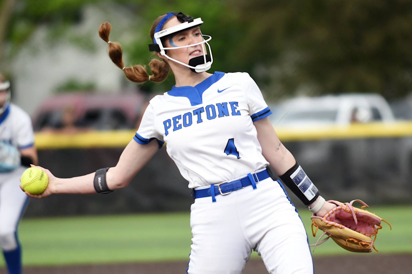 Peotone's Sophie Klawitter throws a pitch during a Class 2A Manteno Regional quarterfinal against Herscher at Herscher Monday, May 18, 2026.