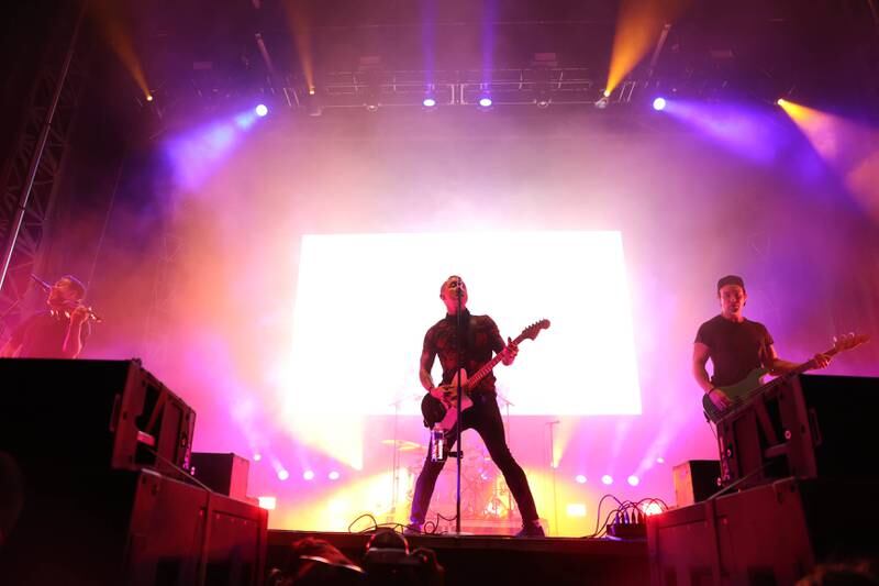 Yellowcard closes out the Rise stage on day two of Riot Fest. Saturday, Sept. 18, 2022, in Chicago.