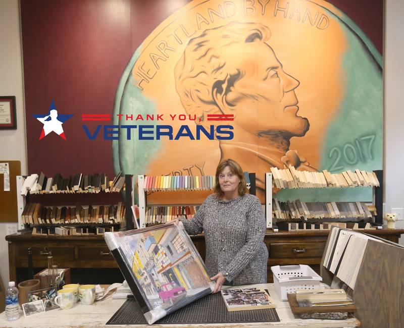 Caroline Wolf, owner of Heartland by Hand, poses for a photo in her store on Tuesday, Oct. 31, 2023 in Ottawa. Wolf is a Veteran of Dessert Storm.