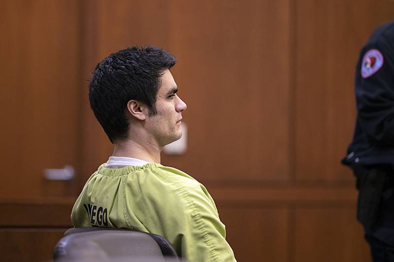 Jonathon Gounaris waits in Ogle County court Thursday, Feb. 6, 2025.