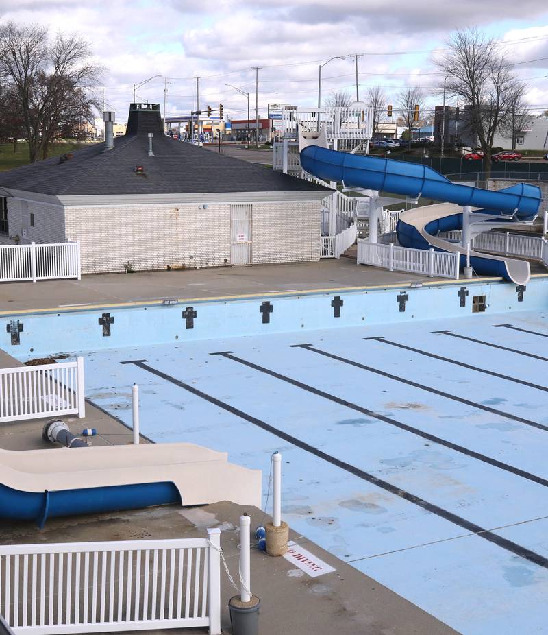 Hopkins Pool sits empty Tuesday, Nov. 19, 2024, awaiting demolition so construction can begin on a new pool set to open in 2026.