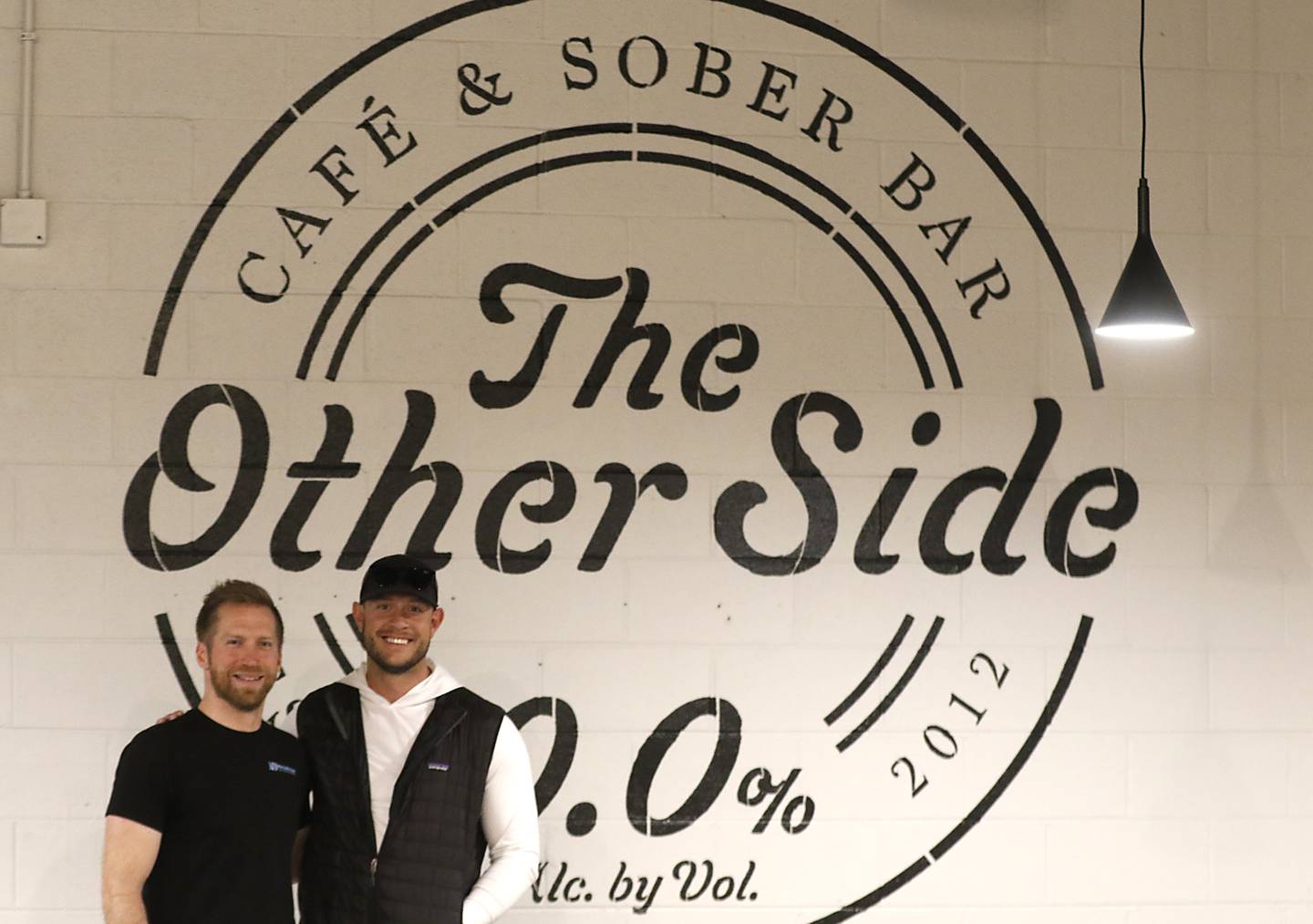 Chris Jacob and Chris Reed on Friday, Oct. 28, 2022, at the Other Side Cafe and Sober Bar, 135 Beardsley St. in Crystal Lake. Reed opened the first sober bar in Crystal Lake many years ago.