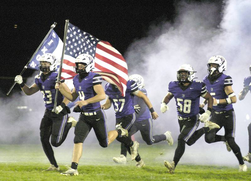 The Dixon football team takes the field Friday Night. Genoa-Kingston traveled to Dixon to take on the Dukes. The game took place on Dixon's Senior Night, October 24th, 2025