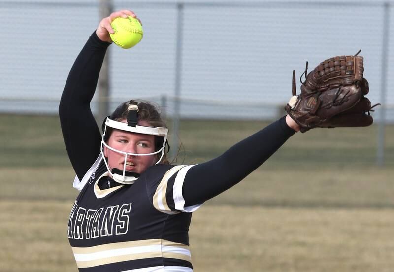 Sycamore's Rebecca Allen delivers a pitch during their game against Harlem Friday, March 25, 2022, at the Sycamore Community Sports Complex.