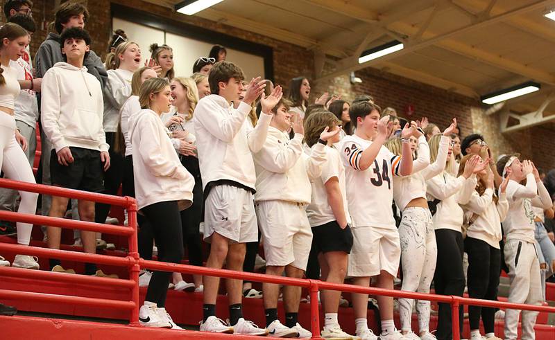 L-P superfans cheer on their team while playing Ottawa in Kingman Gymnasium on Friday, Feb. 10, 2023 at Ottawa High School.