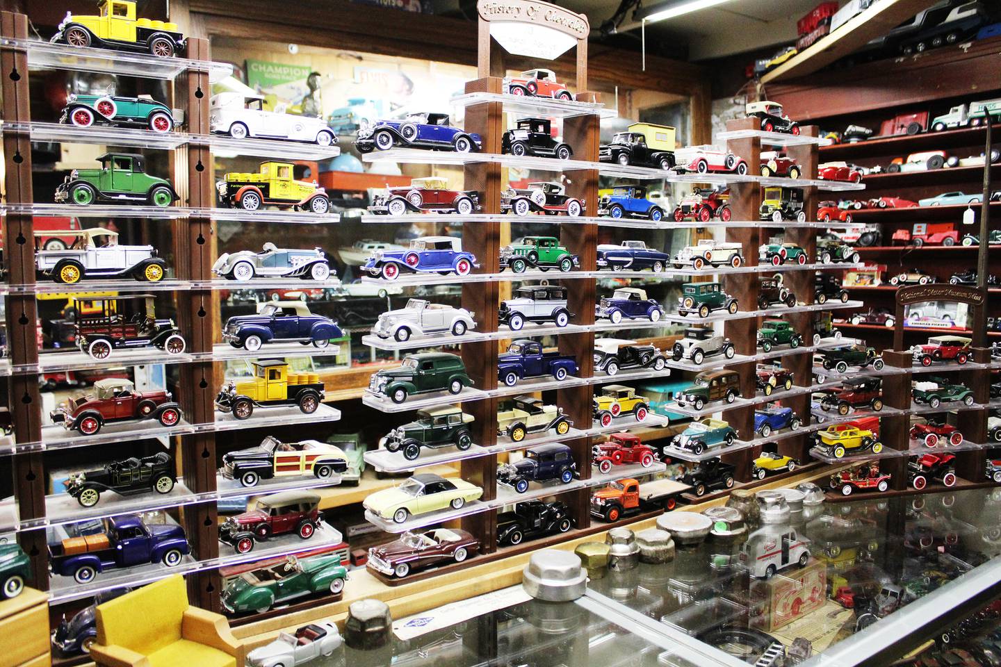 Toy cars are an interest of Len Anderson's, and he has several for sale at The Mad Hatter's, which he co-owns with his wife Linda.