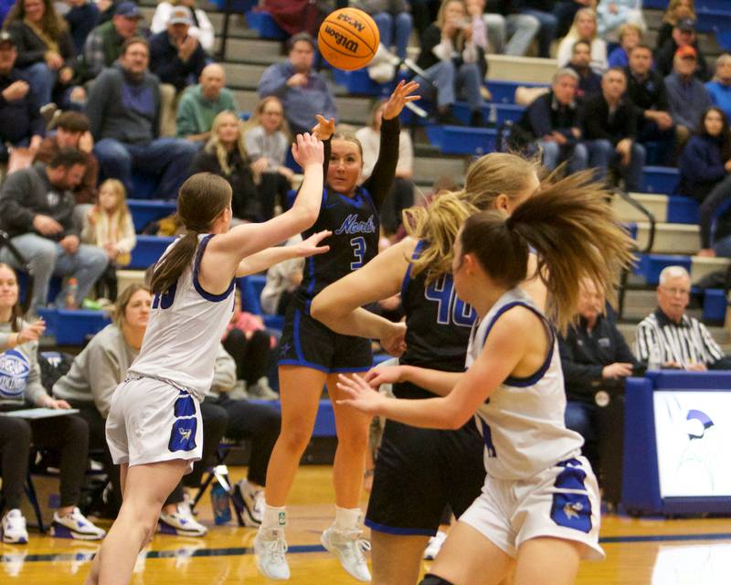 St. Charles North's Brianna Buono shoots a three pointer against Geneva on Friday, Jan. 17,2025 in Geneva.