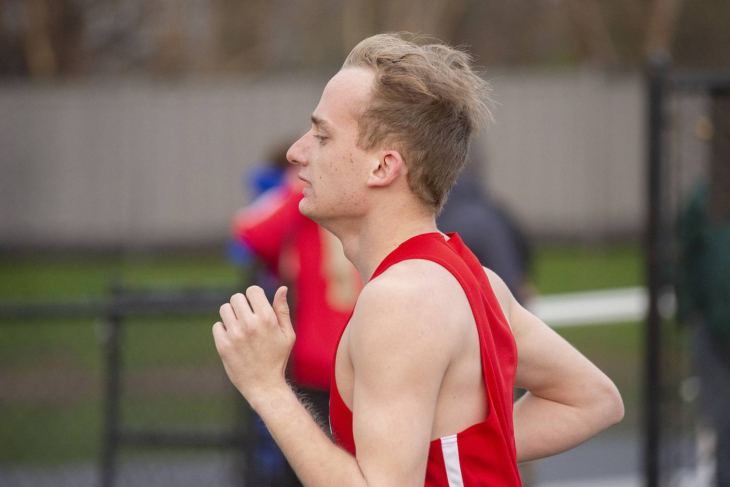 Amboy's Brock Loftus runs the 3200 Friday, April 22, 2022 at the Rock Falls track invitational.