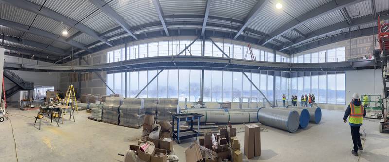 A  panoramic view of the walking track above the future weight room at the new YMCA building on Wednesday Jan. 24, 2024 in Ottawa.