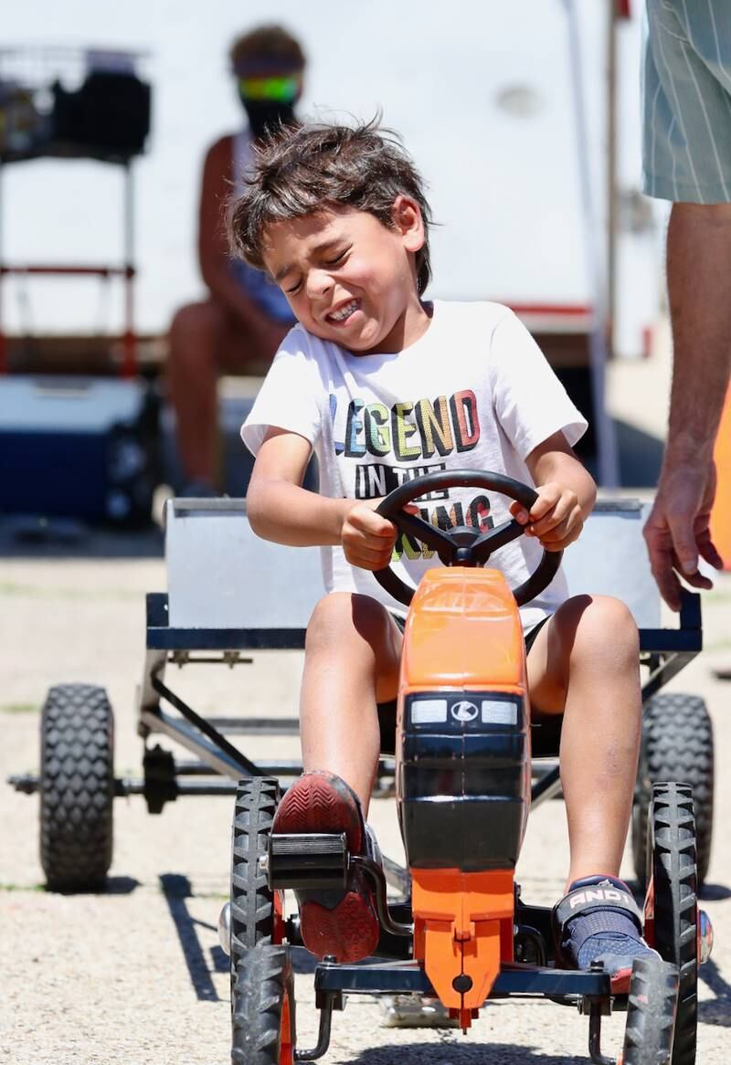 Kids were able to drive around individual tractors during Beef and Ag Days.