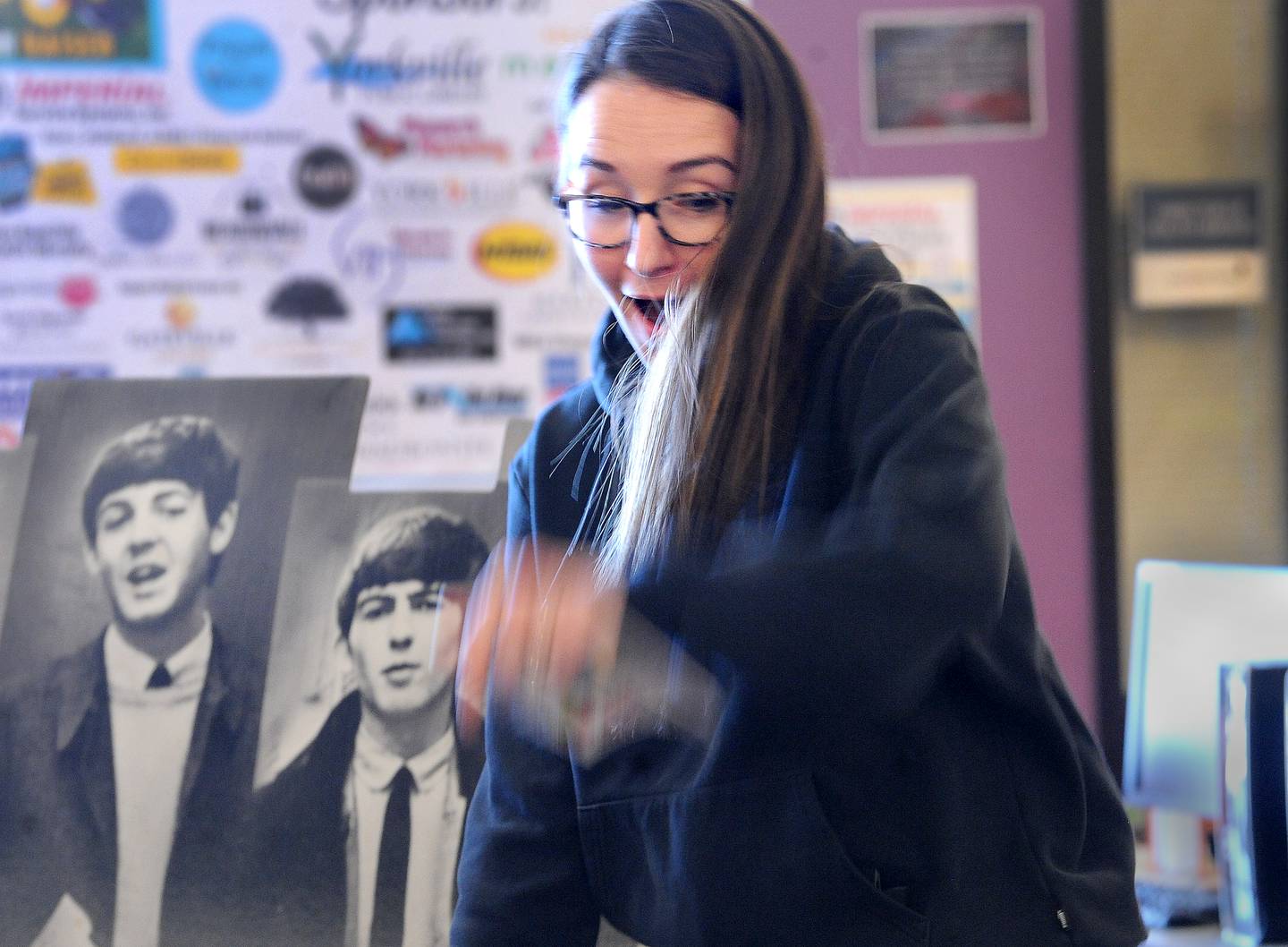 Darian Morel of Sandwich celebrates her putt into the cup during the Friends of the Yorkville Library's annual Mini Golf FUN Raiser on Sunday Feb. 5, 2023.