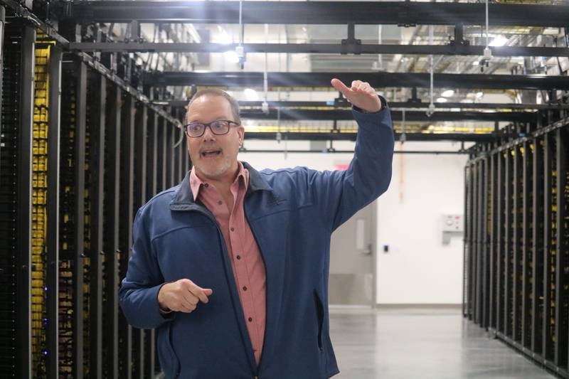 Michael Reffle, director of site operations north for Meta's DeKalb Data Center, gives a tour of the data storage spaces which are carefully temperature controlled at the campus, 2050 Metaverse Way, DeKalb on Wednesday, Nov. 29, 2023. The data center's servers are now operational. Once complete, the campus will house more than 2.3 million square feet across five buildings.