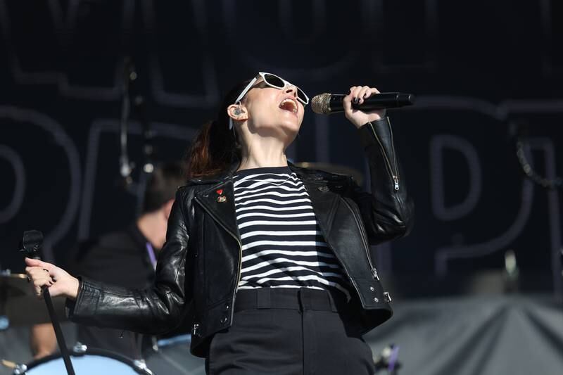 Aimee Allen of The Interrupters performs on the Riot Stage on day one of Riot Fest, Friday, Sept. 15, in Chicago.