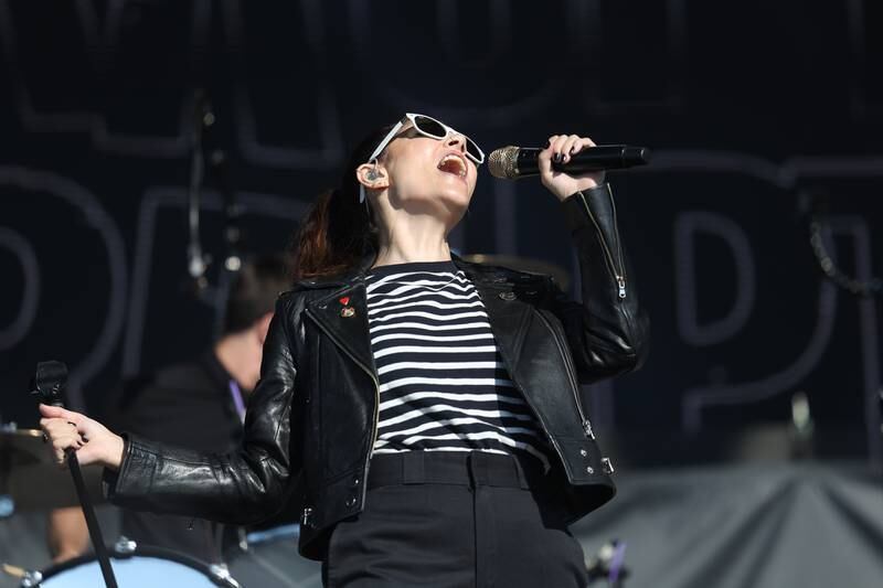 Aimee Allen of The Interrupters performs on the Riot Stage on day one of Riot Fest, Friday, Sept. 15, in Chicago.