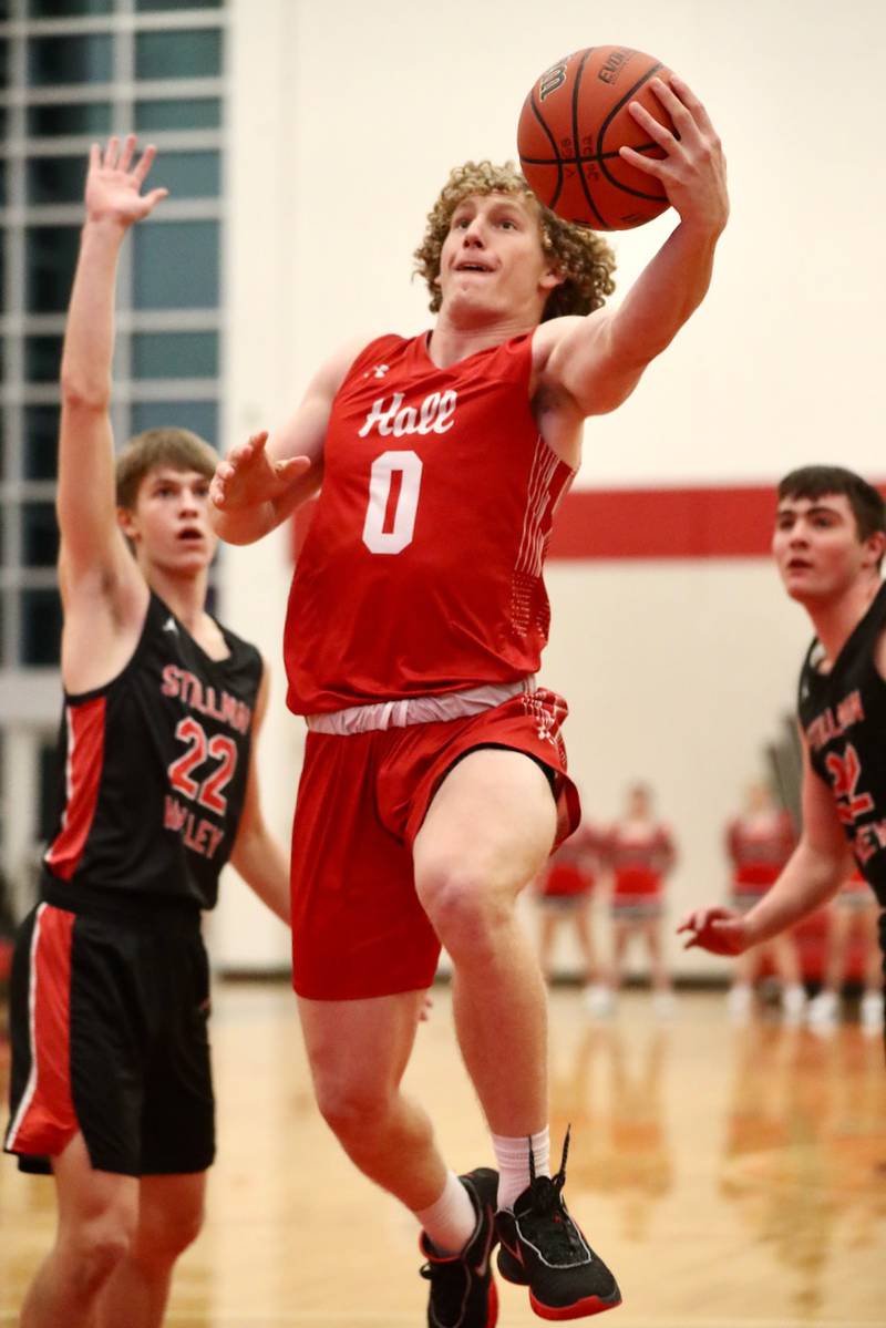 Hall's Mac Resetich drives against Stillman Valley Saturday night.