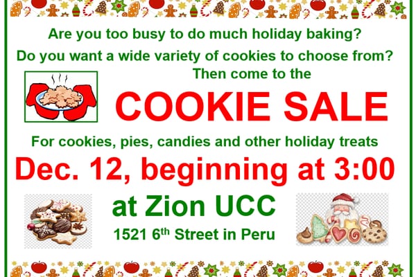 Zion UCC to hold Christmas cookie sale Friday, Dec. 12