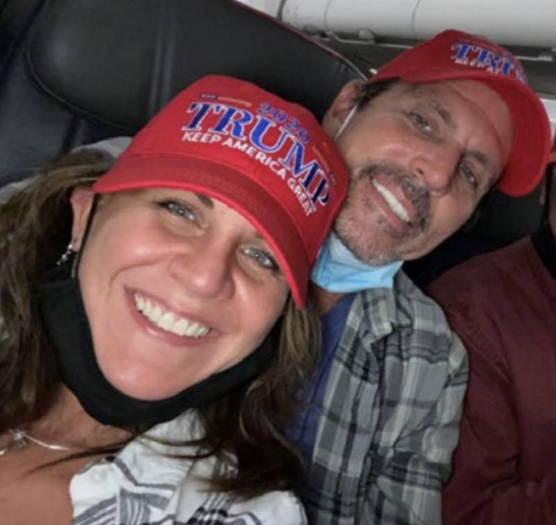 Kelly Lynn Fontaine (left) and Bryan Dula onboard one of the two flights taken by the couple on Jan. 5, 2021, according to Federal Bureau of investigation. The photo was obtained in the investigation of the couple and filed in a federal complaint against them.
