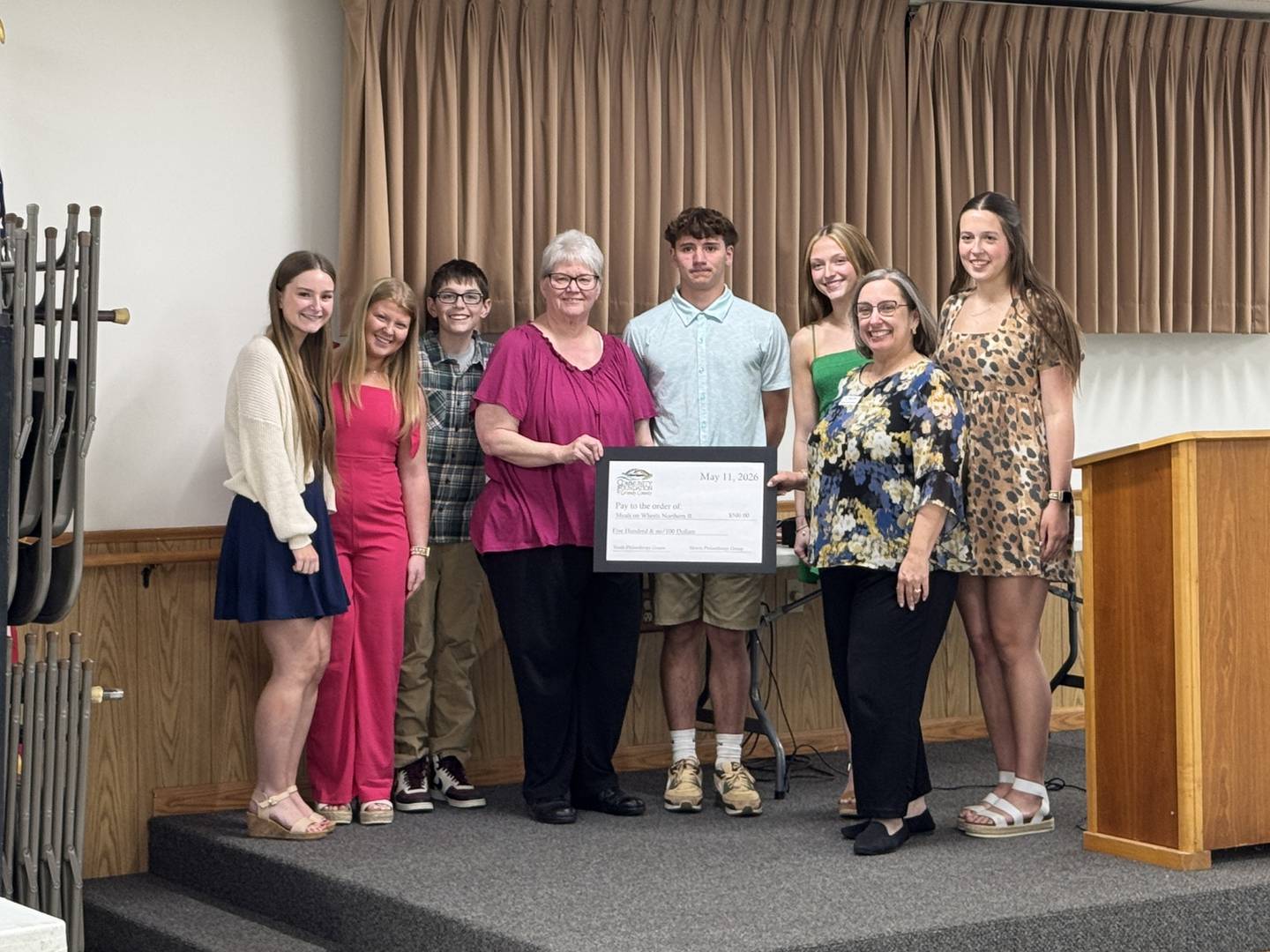 Representatives from the Community Nutrition Network with Morris Community High School students during the Young Philanthropy banquet on Monday, May 11, 2026.