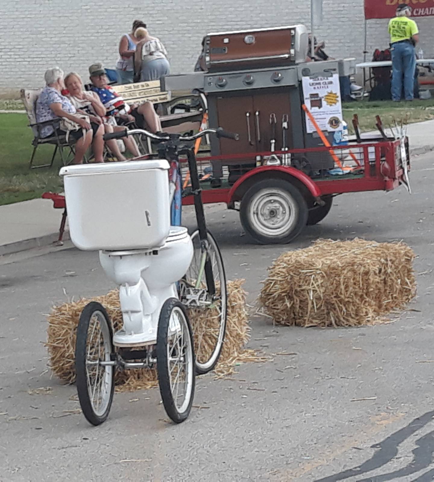 A toilet bowl racer is parked just before the race Monday, July 4, 2022, in downtown Sheridan. The village celebrated Independence Day and its sesquicentennial.