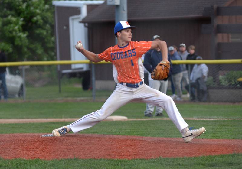 Eastland's Peyton Spears pitches against River Ridge/Scales Mound at the 1A Lena-Winslow Sectional on Wednesday, May 28, 2025.