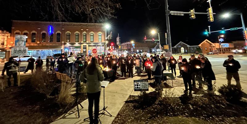 A candlelight vigil was held Friday, Jan. 9, 2026 on one corner of the Ogle County Courthouse square in Oregon for Renee Nicole Good, a Minnesota woman who was shot and killed at an Immigration and Customs Enforcement (ICE) operation on Wednesday, Jan. 7, in Minneapolis.