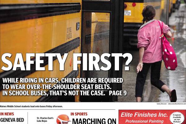 Historical covers for April 19: A school bus seat belt debate