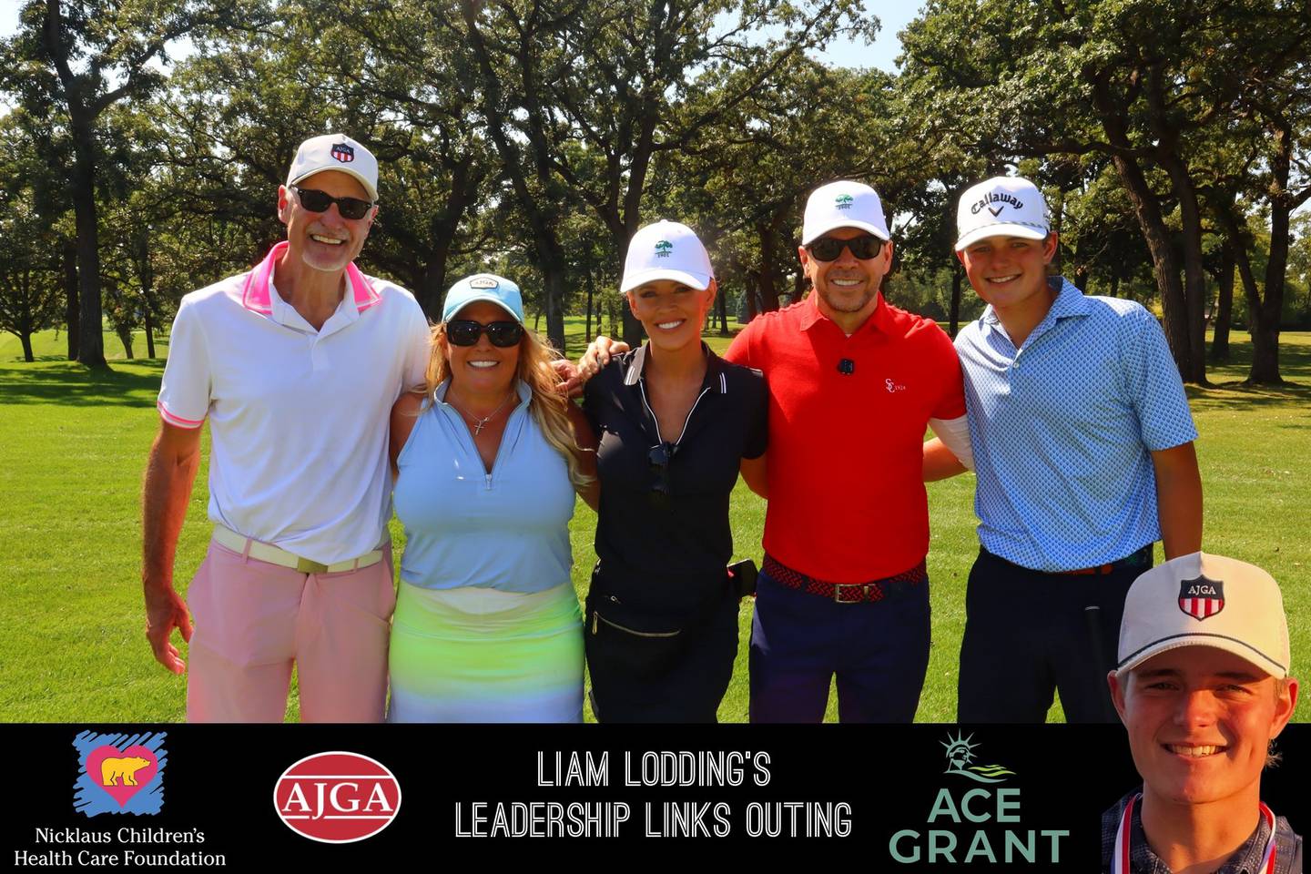 Liam Lodding's Leadership Links Outing was held at Elgin Country Club on Sunday, Sept. 14. Pictured above from left to right are Dean and Stephanie Lodding, Jenny McCarthy, Donnie Wahlberg and Liam Lodding.