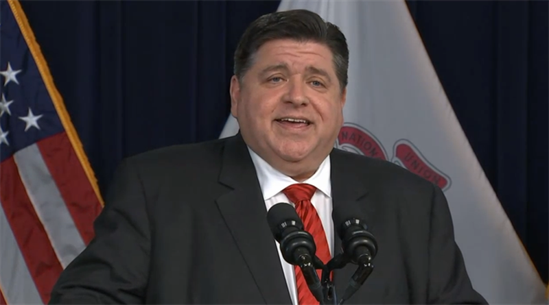Gov. JB Pritzker speaks at a news conference Thursday after the state received its second credit rating upgrade from Moody's Investors Service within one year.