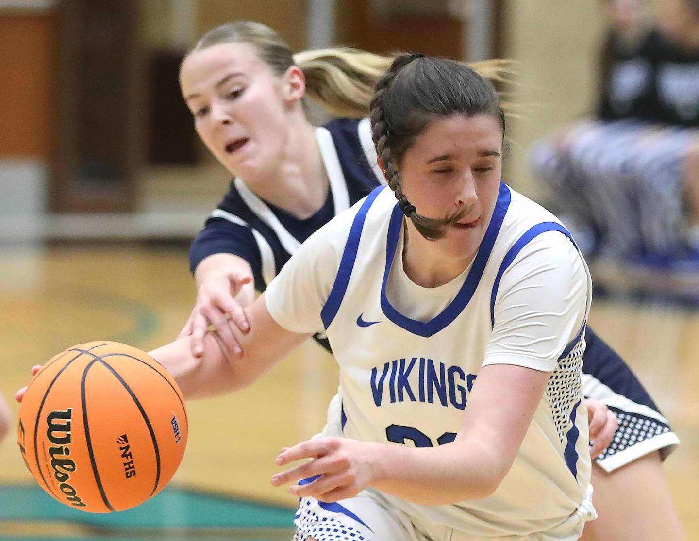 Geneva's Keira McCann shoots the ball over St. Viator's Ava Garcia during the IHSA Class 3A Woodstock North Supersectional girls basketball game on Monday, March 2, 2026, at Woodstock North High School.