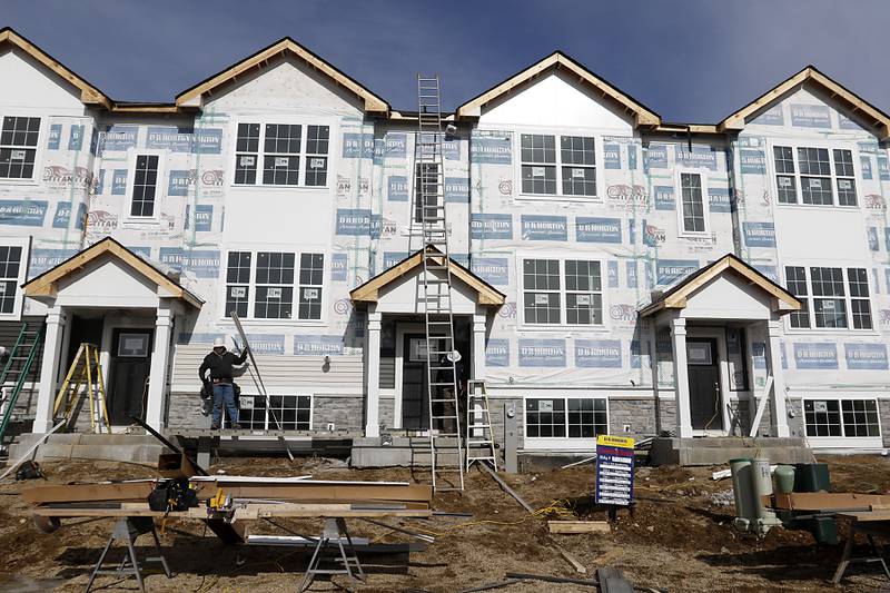 Townhomes under construction in the Stonewater subdivision in Wonder Lake on Friday, Feb. 24, 2023. When the subdivision is finished, 3,400 to 3,700 more rooftops will be added to Wonder Lake, potentially making the village one of the larger municipalities in McHenry County.